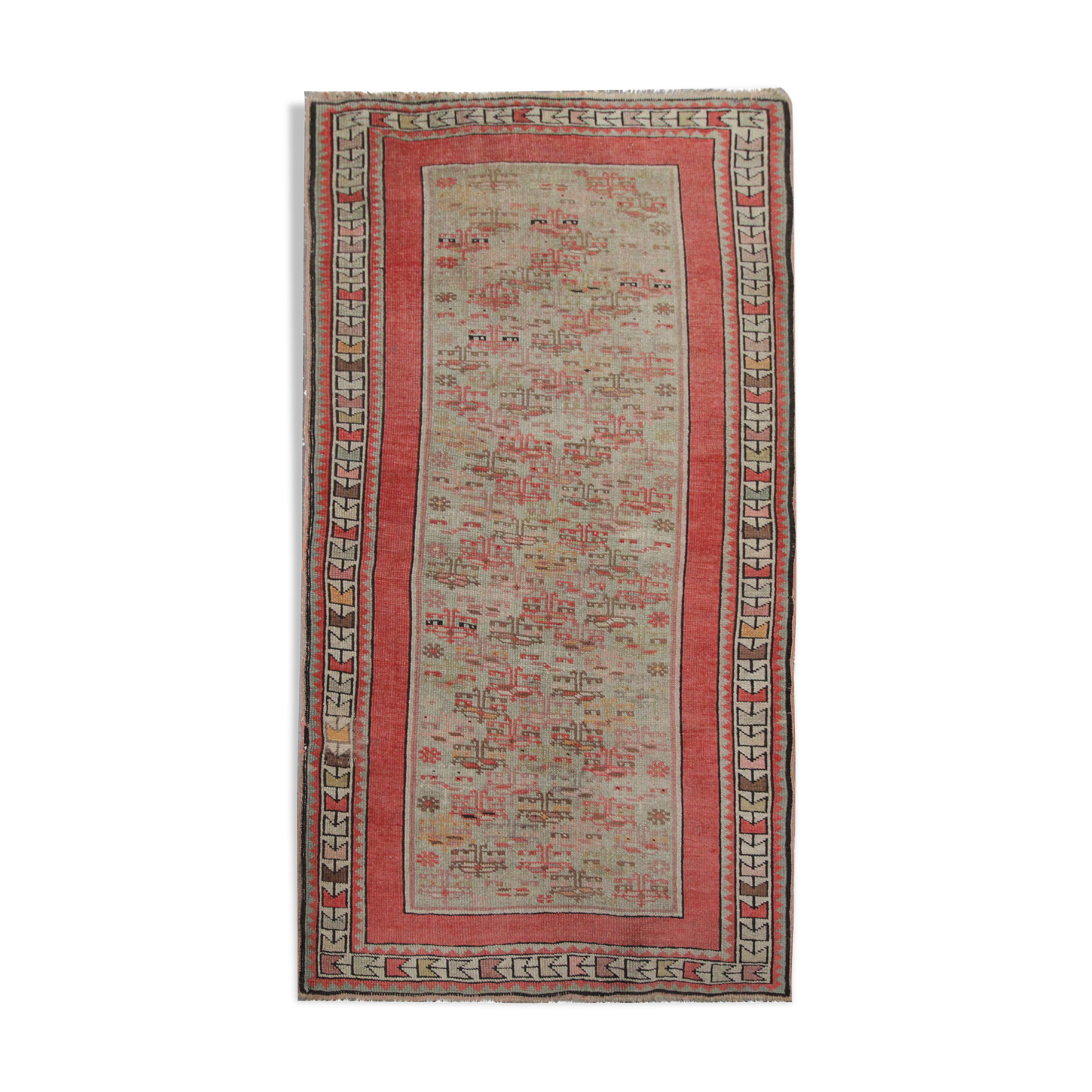 Antique caucasian handwoven wool karabagh rug 1880 79x144cm