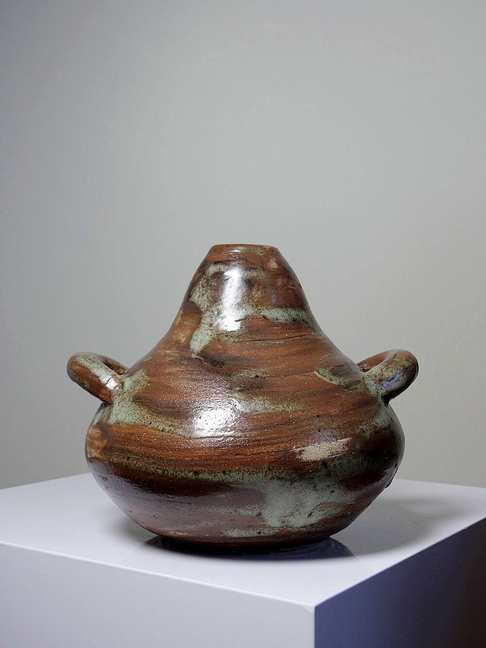 Small handmade brutalist vase in glazed ceramic from the early 2000s