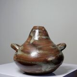 Small handmade brutalist vase in glazed ceramic from the early 2000s