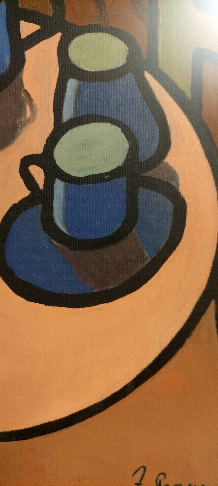 Oil painting on canvas "Breakfast on the Terrace" by Franco Prayer (1924) 58 x 48 cm