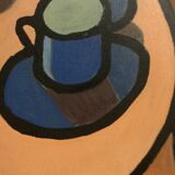 Oil painting on canvas "Breakfast on the Terrace" by Franco Prayer (1924) 58 x 48 cm