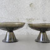 Pair of tazza glass compote cups, circa 1950 - 1970