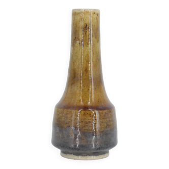 Small Mid-Century Scandinavian Modern Collectible Glazed Brown Stoneware Vase No. 3 by Gunnar Borg