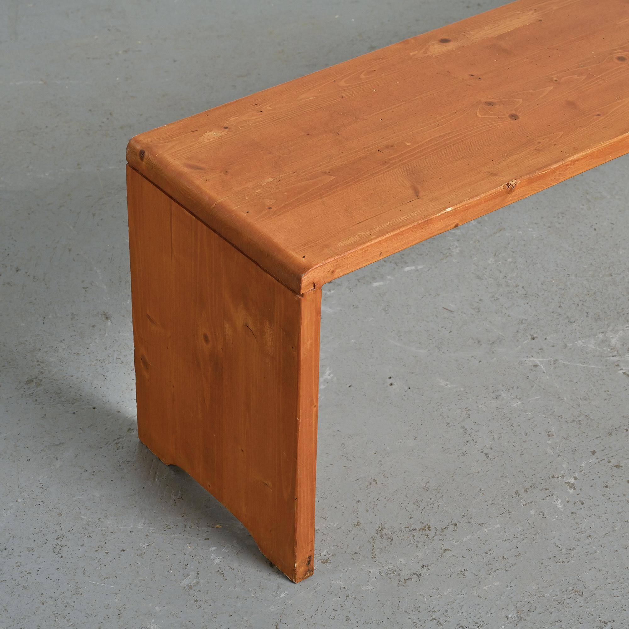 Pair of solid pine benches, France, circa 1975