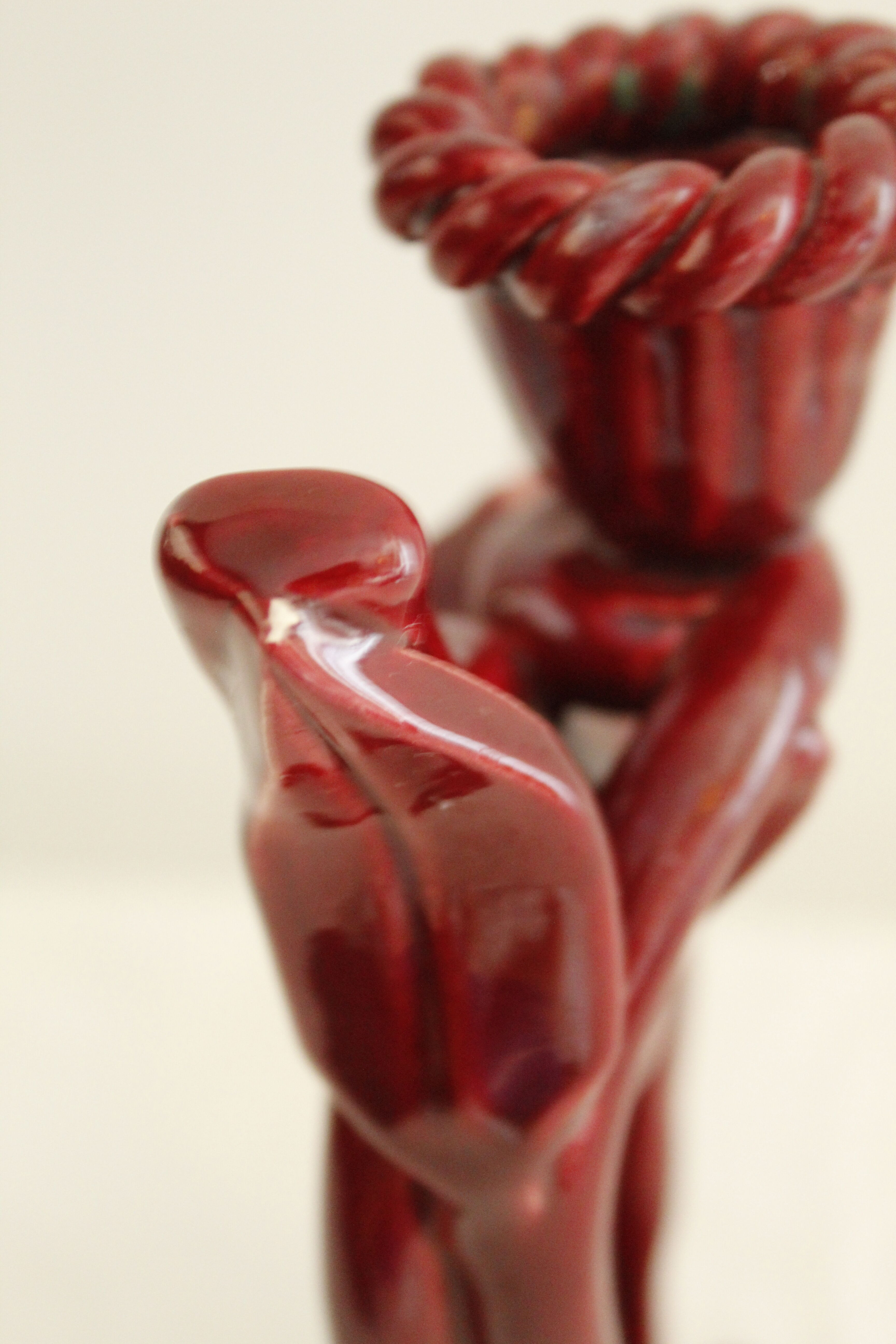 Vintage red ceramic candle holder - doe - "Nice"