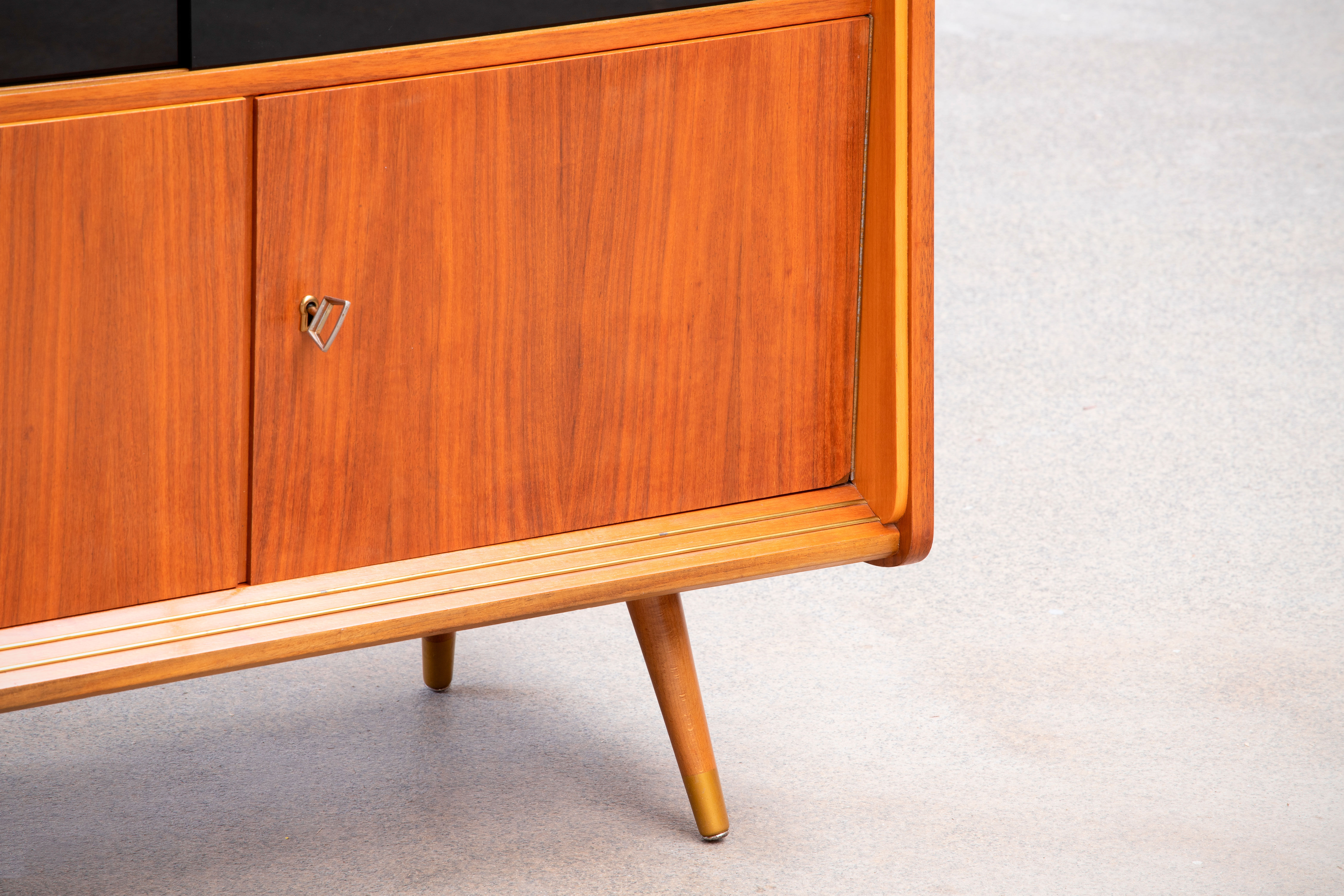 Vintage scandinavian buffet 1960 teak & glass