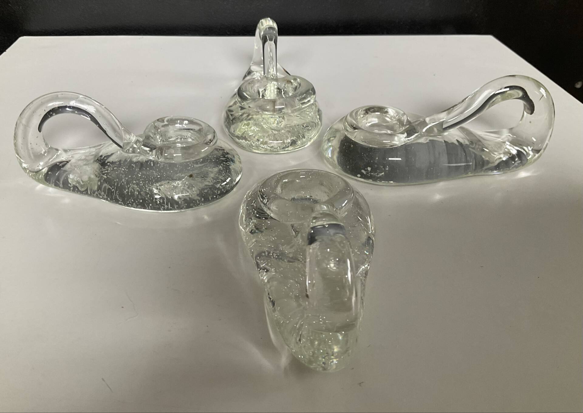 Set of 4 Schneider France crystal candle holders from the 1970s.