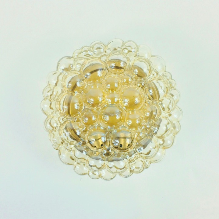 Large Mid-Century Amber Bubble Glass Ceiling Light by Helena Tynell, 1960s