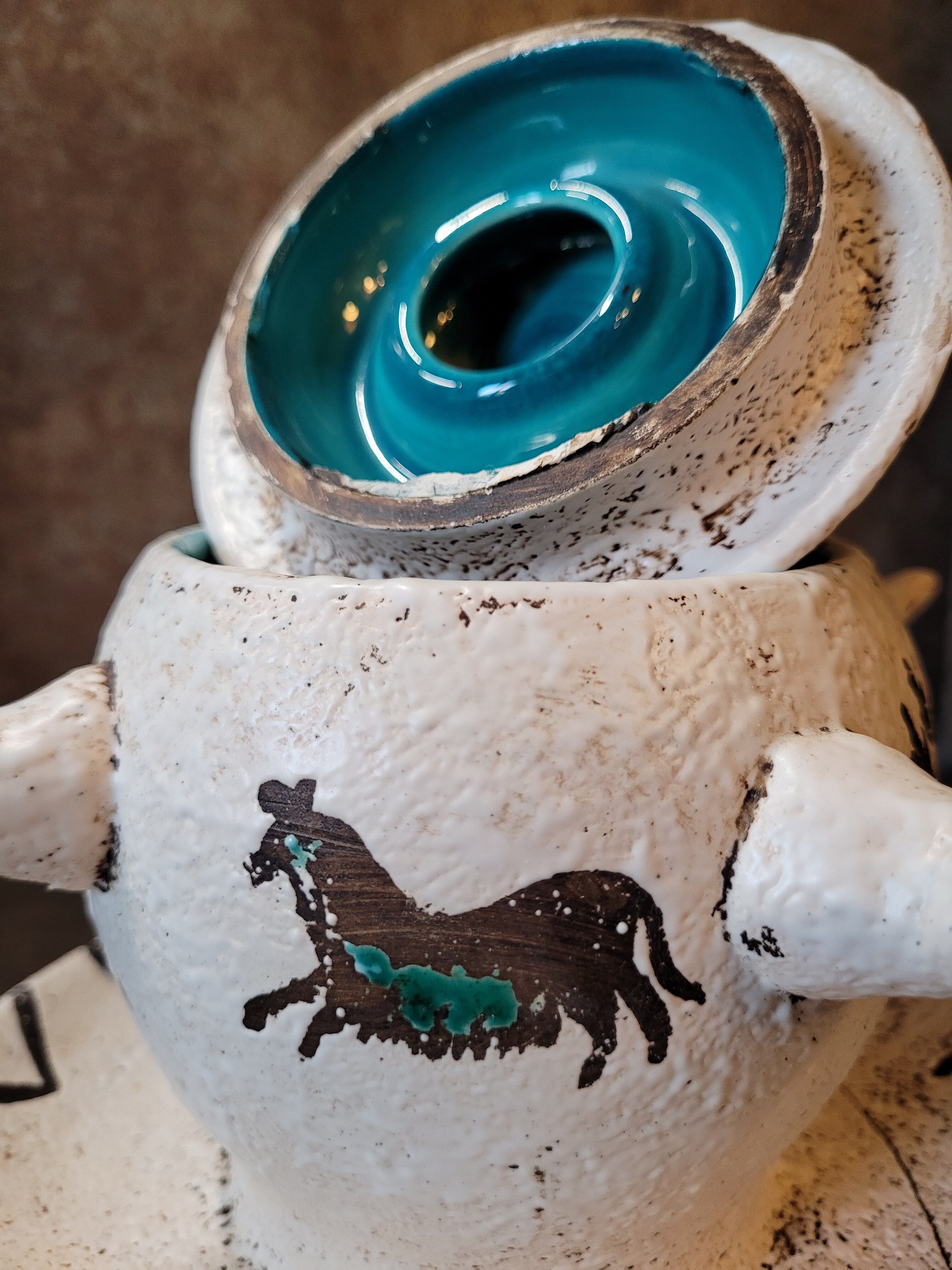 Vintage prehistory ceramic pot signed from the 50s 60s