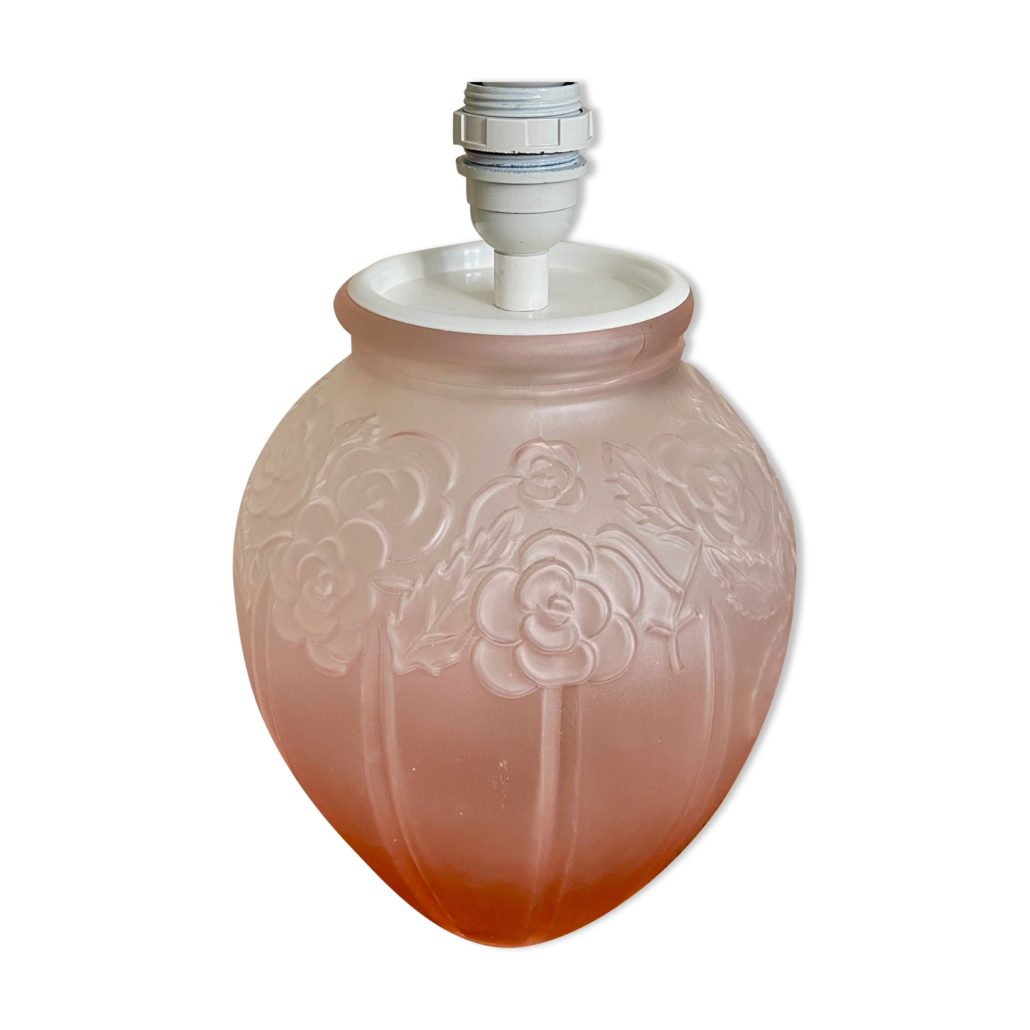 Pink molded glass lamp foot-Art Deco style-Pink décor