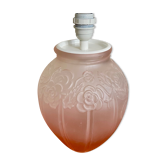 Pied de lampe en verre moulé rose-Style Art Déco-Décor roses