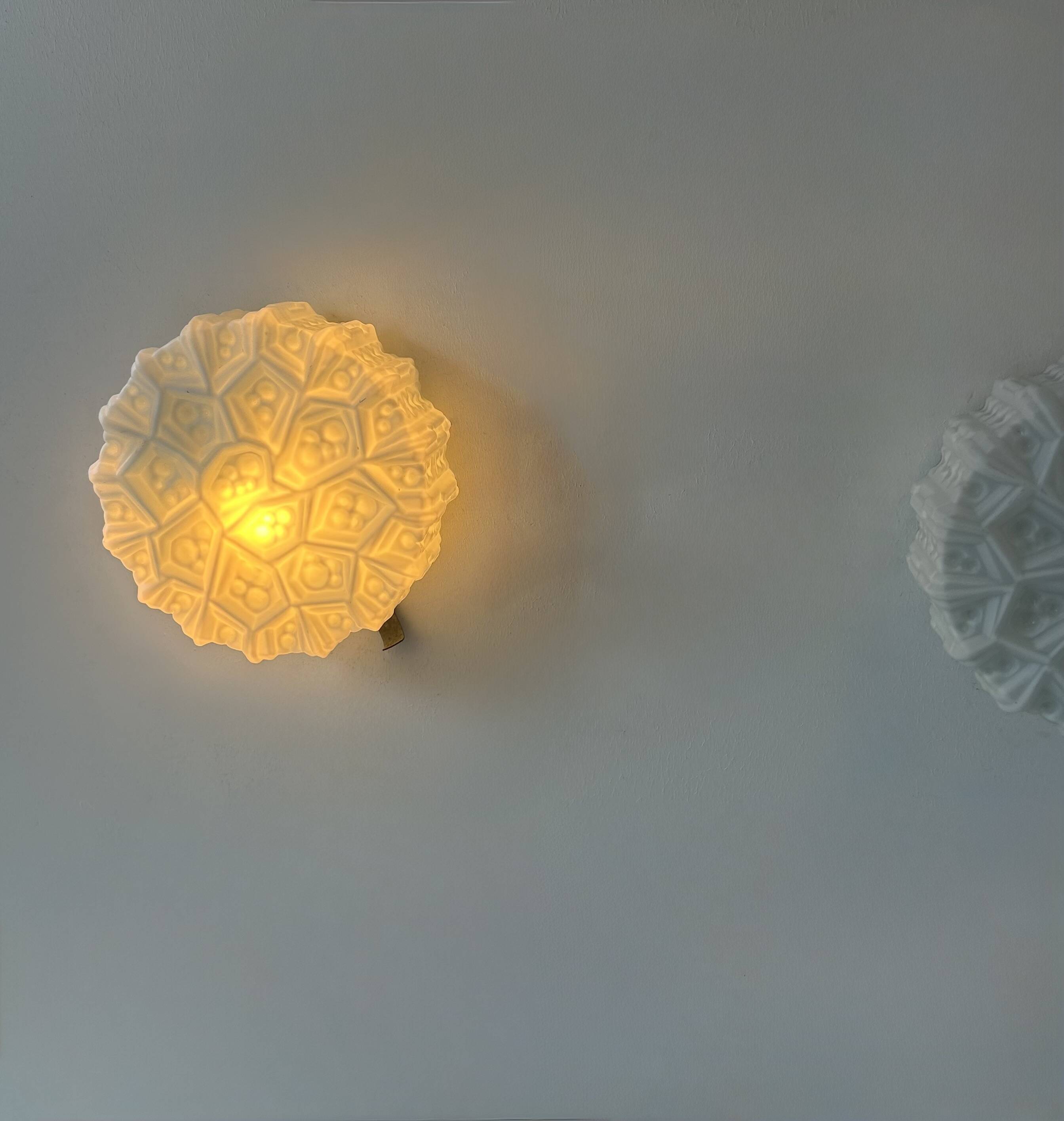 Pair of vintage opaline wall lights, Sweden, 1960s