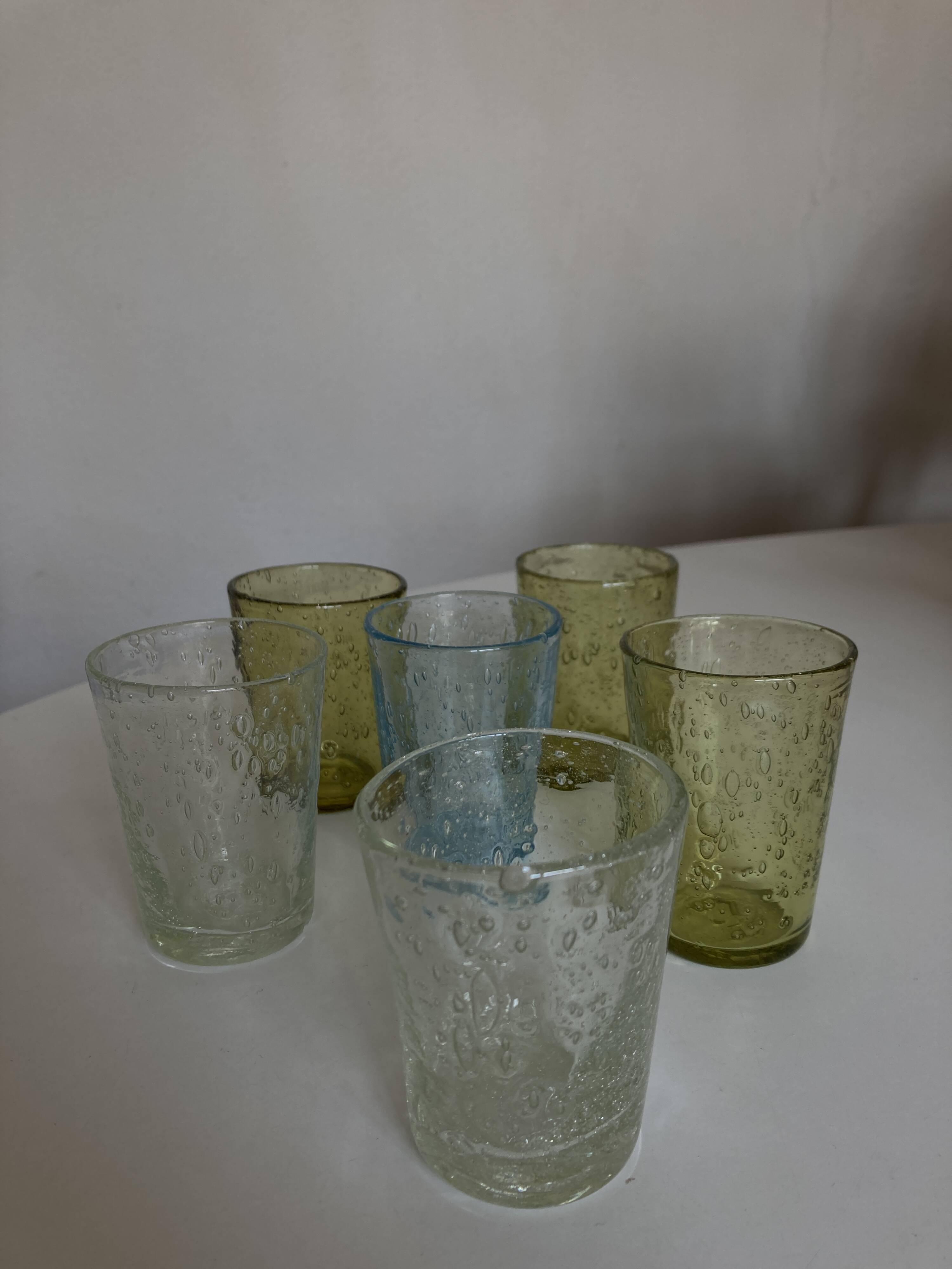 Set of 6 glass shot glasses from Biot 1960