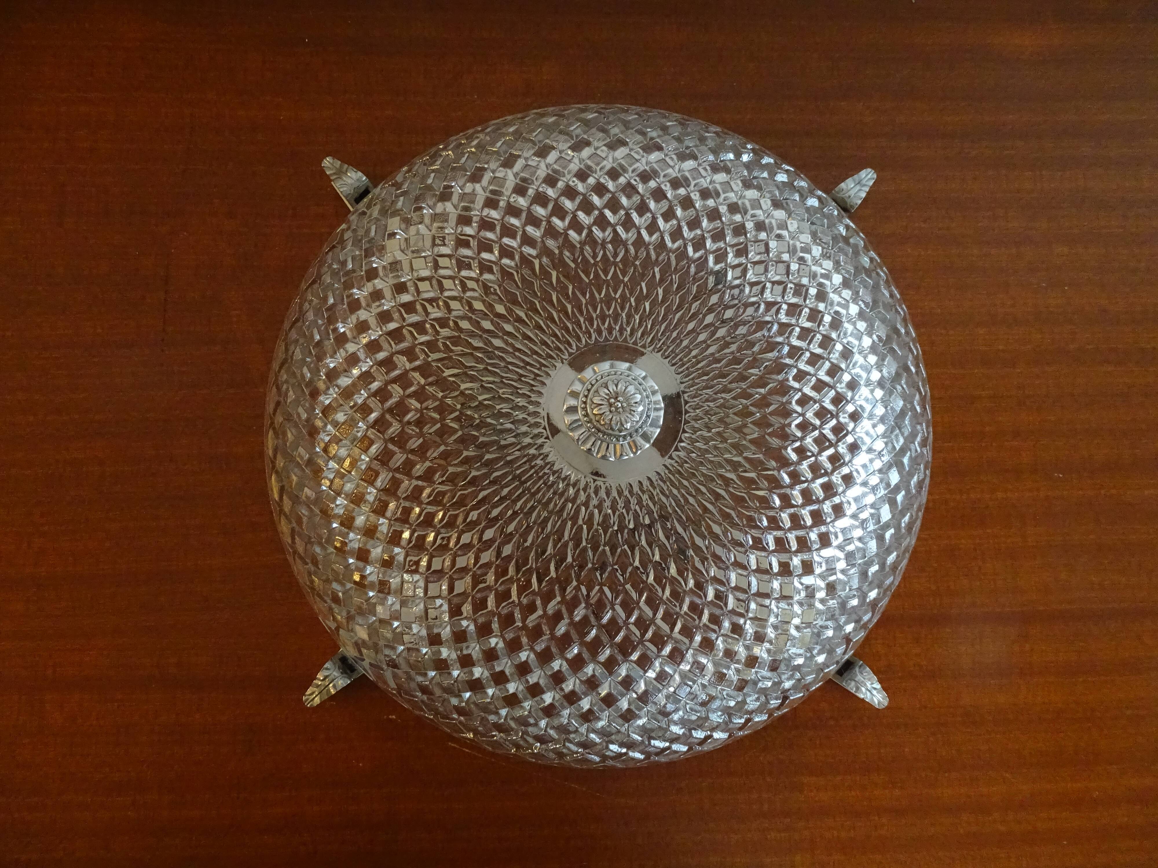 Glass chandelier antique vintage diamond tip. Two fires.