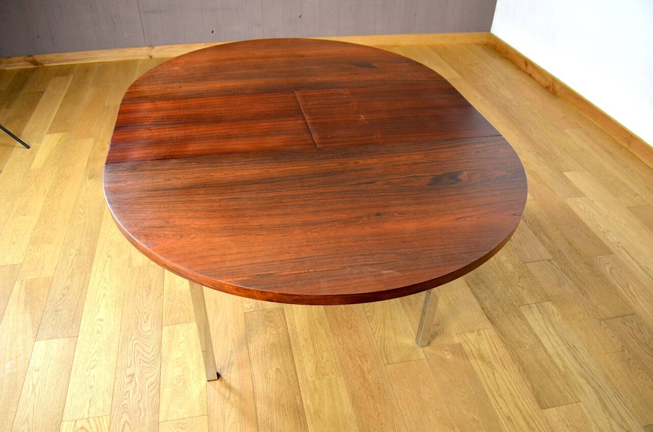 Table de repas en palissandre et chrome 1960