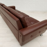 Danish 3-seater sofa, 70s, leather, original good condition