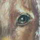 Vintage original dog portrait oil painting, signed animal art