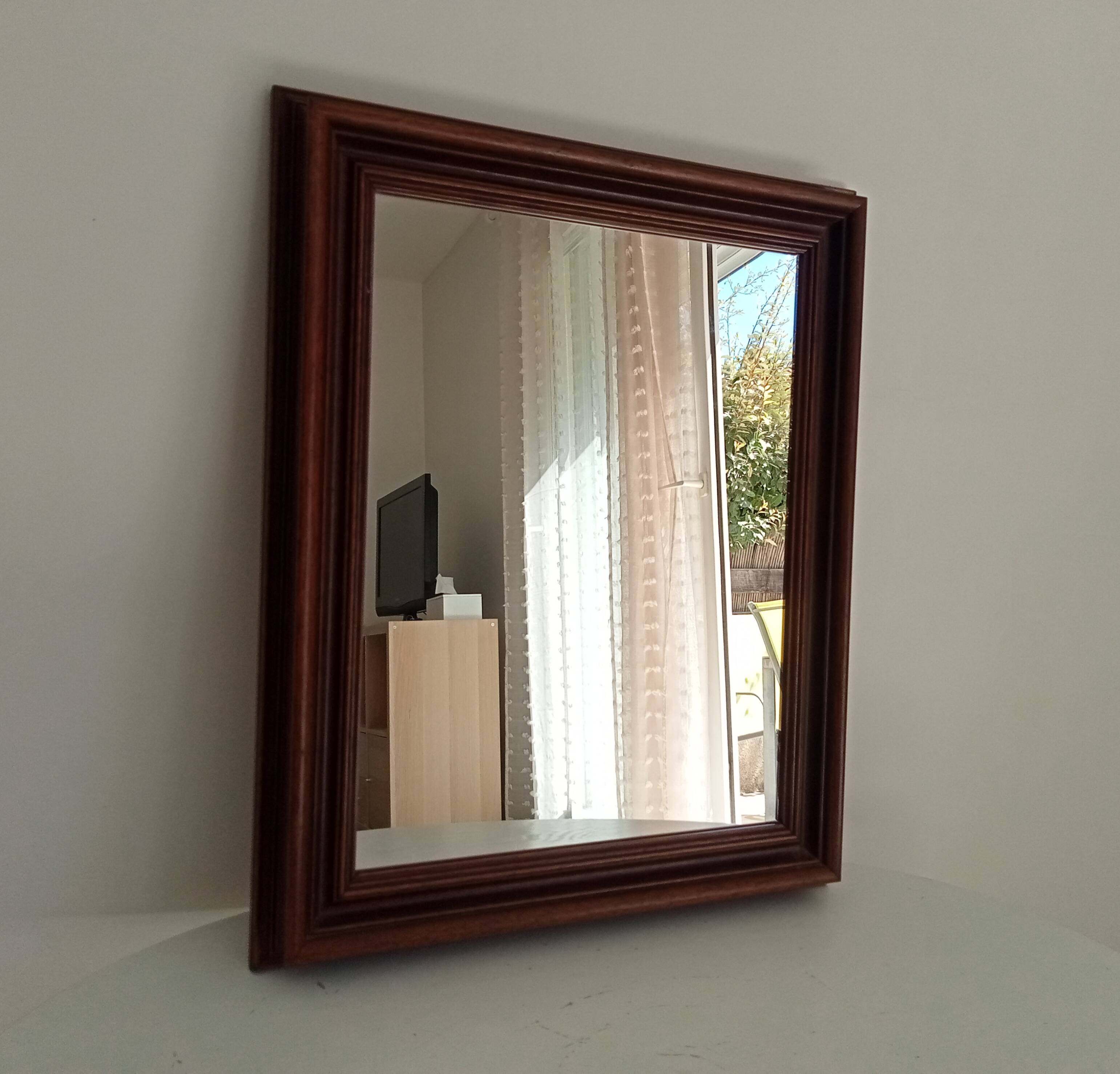 Miroir vintage en bois massif, années 60-70