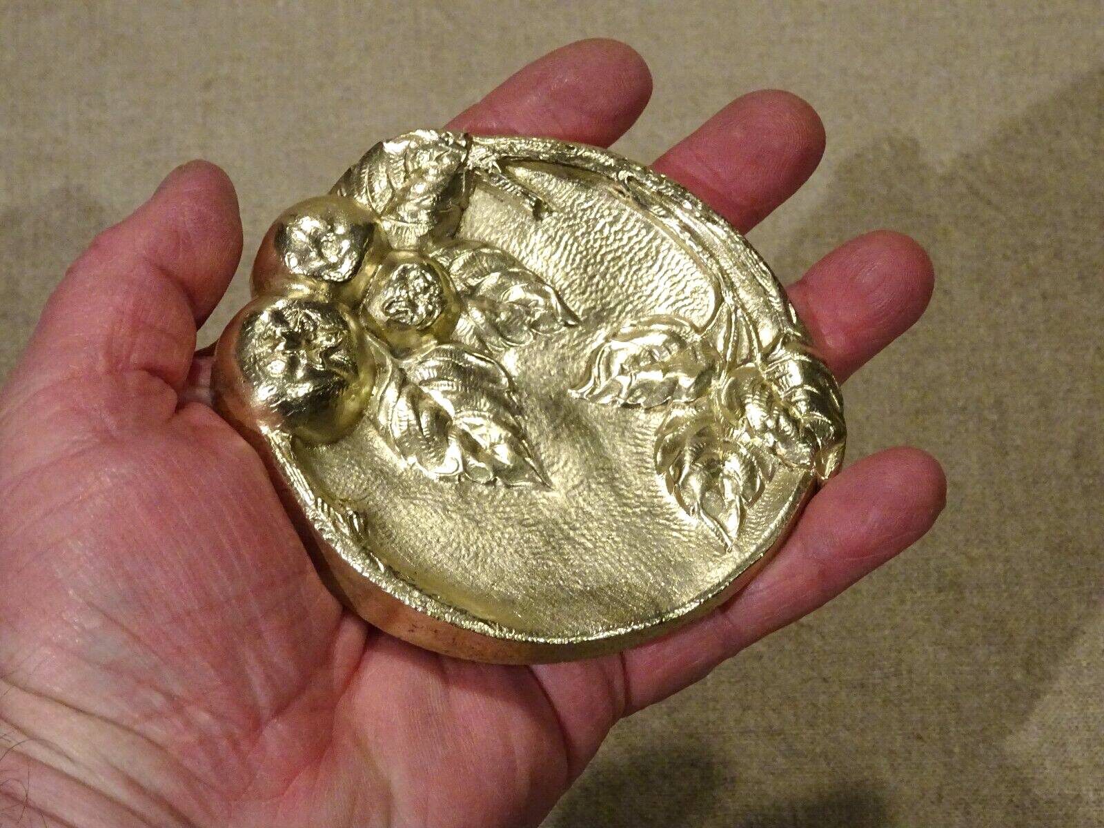 Old bronze cup empty pocket with apple apple tree fruit decoration Ø 9.5 cm