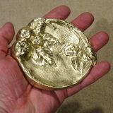 Old bronze cup empty pocket with apple apple tree fruit decoration Ø 9.5 cm