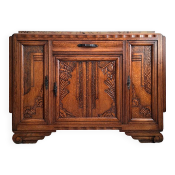 Buffet art déco plateau marbre, meuble vaisselier ancien