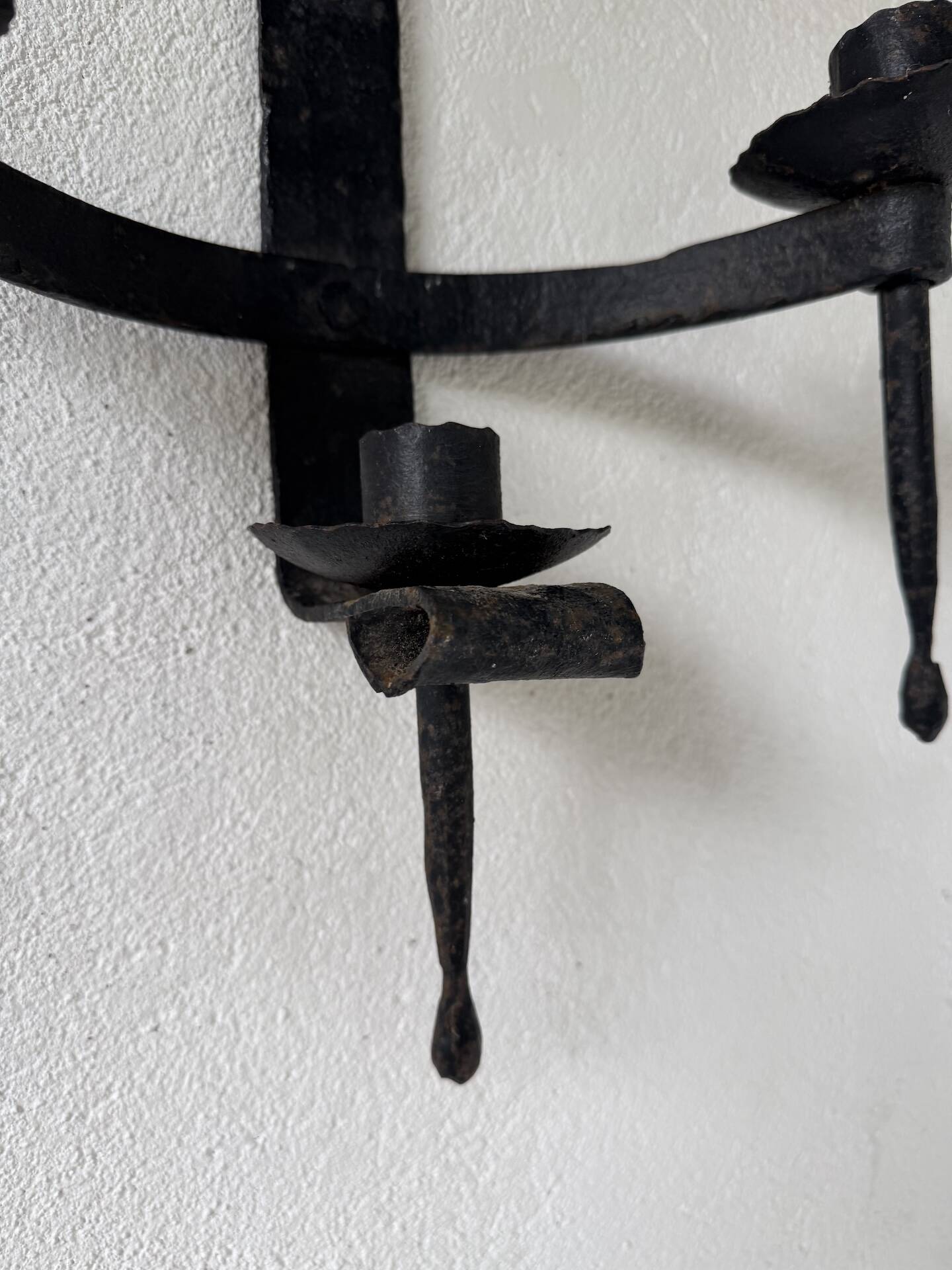 Wrought iron candle holders 1900 brutalist sconces