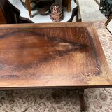 Table de style espagnol en bois sculpté et fer forgé