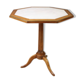 Tripod pedestal table marble top of Carrara and brass