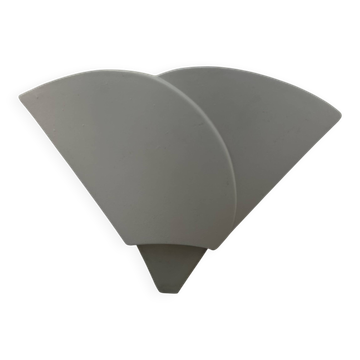 Vintage corner wall light, plaster and sandblasted glass, France 1970
