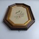 Old octagonal frame lithograph flower plant