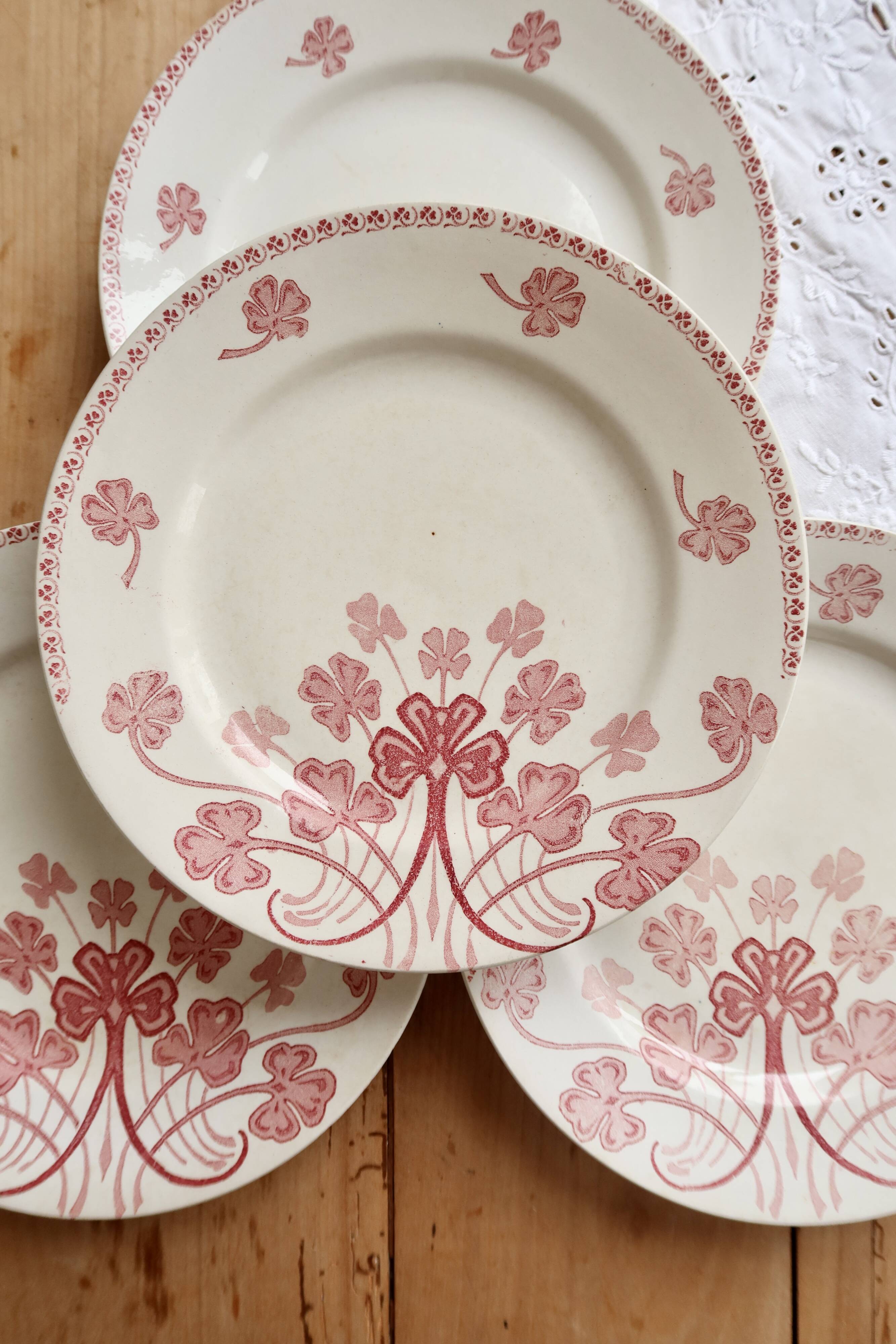 4 flat plates red earthenware Lunéville "Lucien"