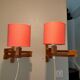 2 wooden wall lamps articulated 50s