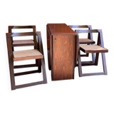 Vintage folding chairs and drop-leaf dining table, 1960s, set of 5