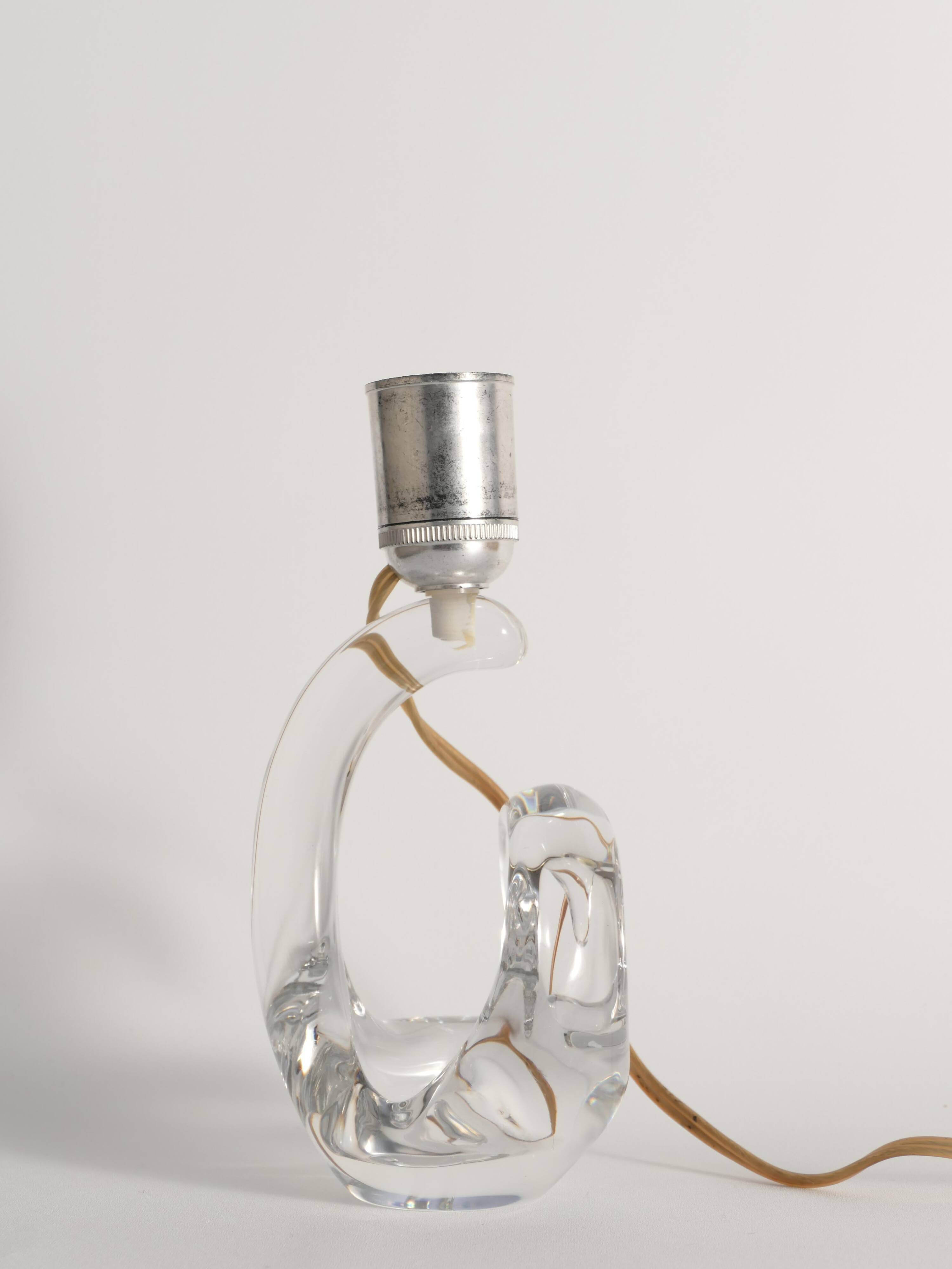 Sculptural Clear Crystal Glass Table Lamp by Schneider, France, 1950s