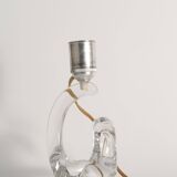 Sculptural Clear Crystal Glass Table Lamp by Schneider, France, 1950s