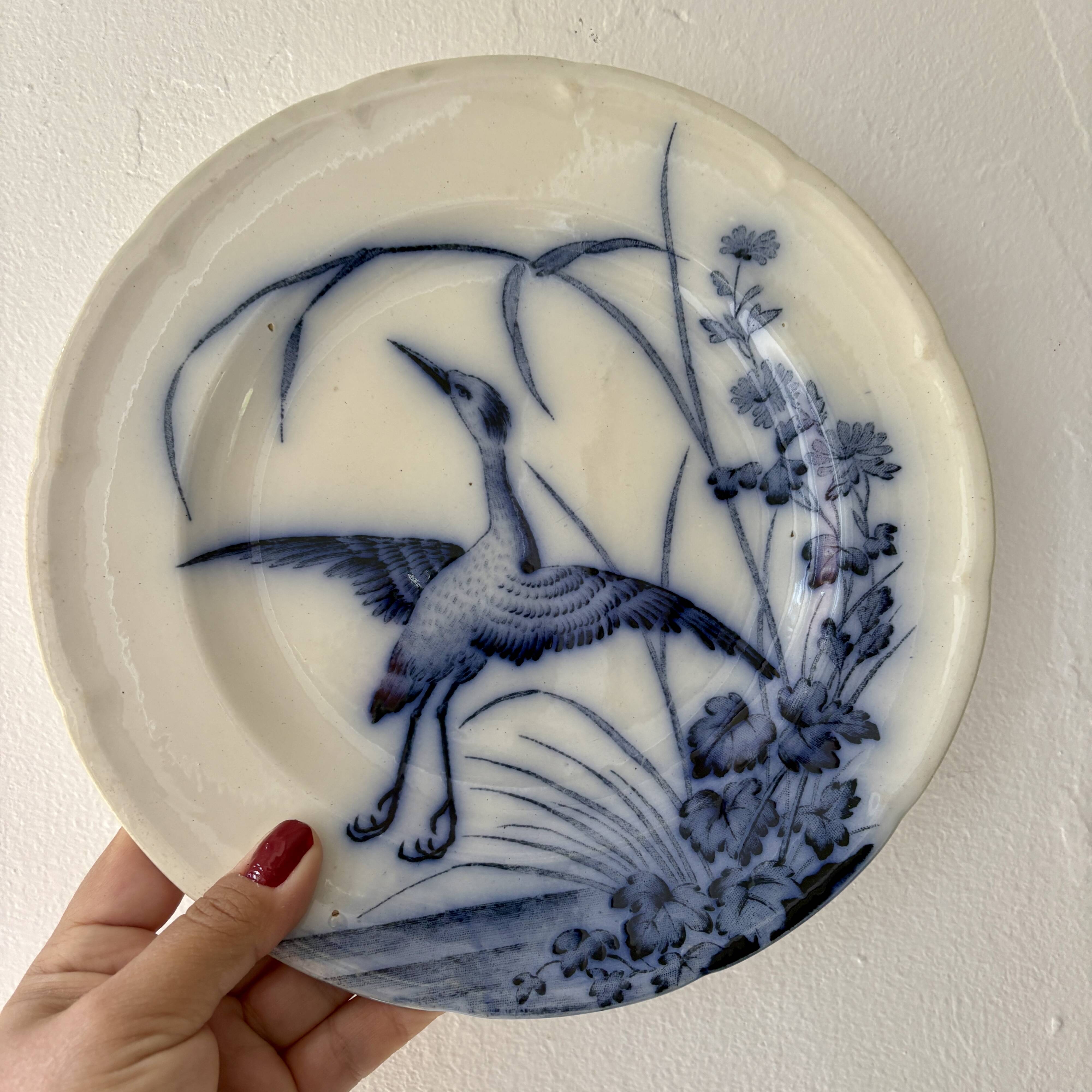 Set of 6 flat ironstone plates - Japanese Model 2 from Longwy