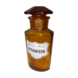 Flacon de pharmacie avec bouchon et inscription Pyramidon