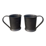 Pair of brutalist pewter cups signed