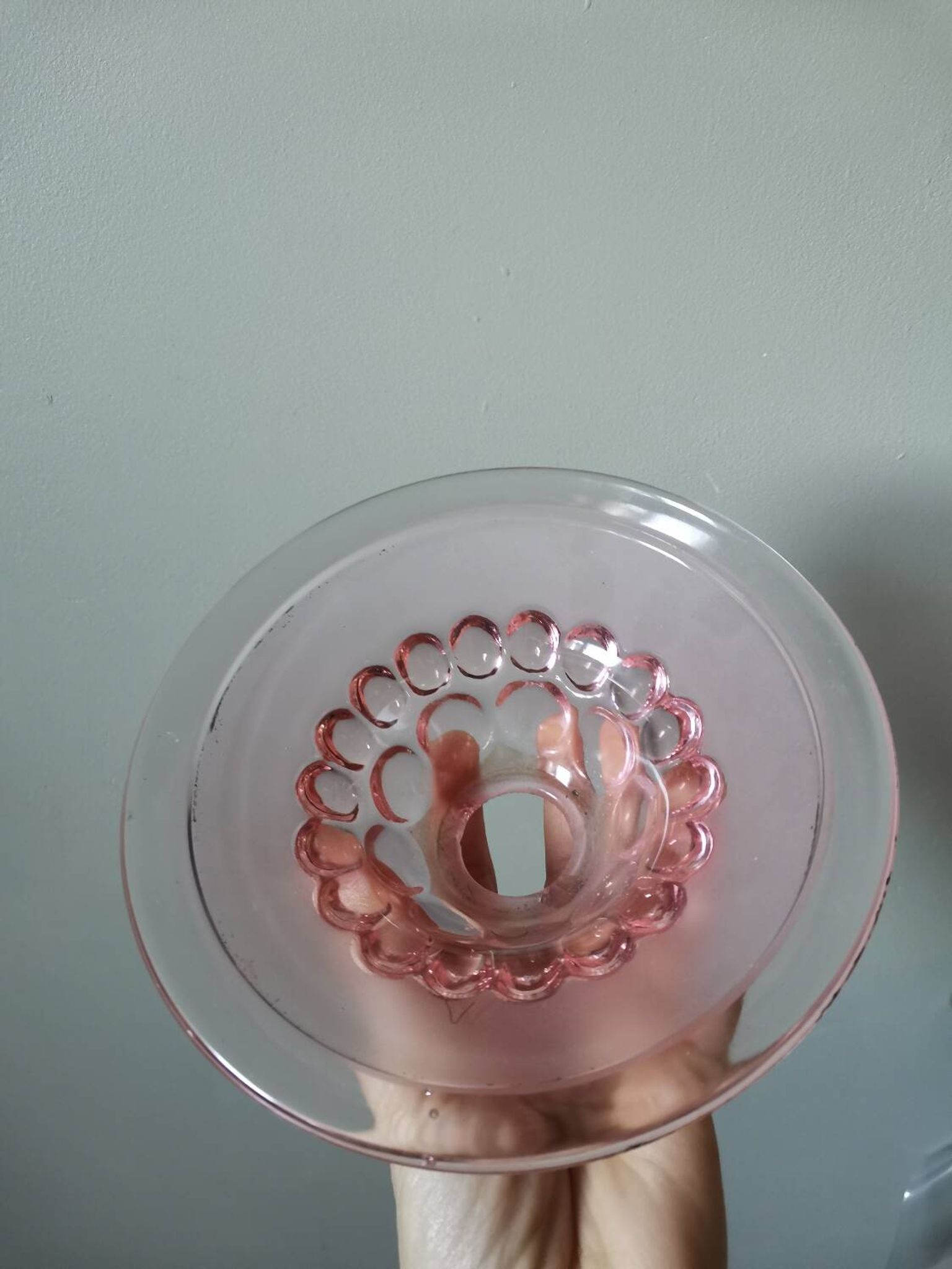 Lampshade pendant lamp in vintage pink molded glass