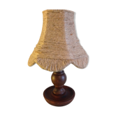 Wooden bedside lamp and Lampshade in rope/vintage 60-70 years