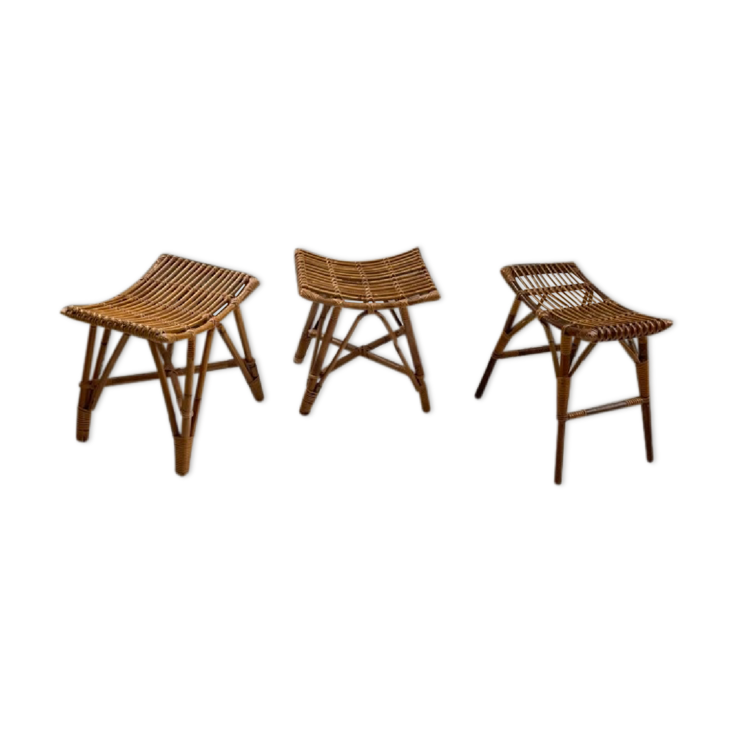 Set 3 rattan stools