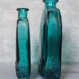 Flacons bouteilles verre gravé bleu