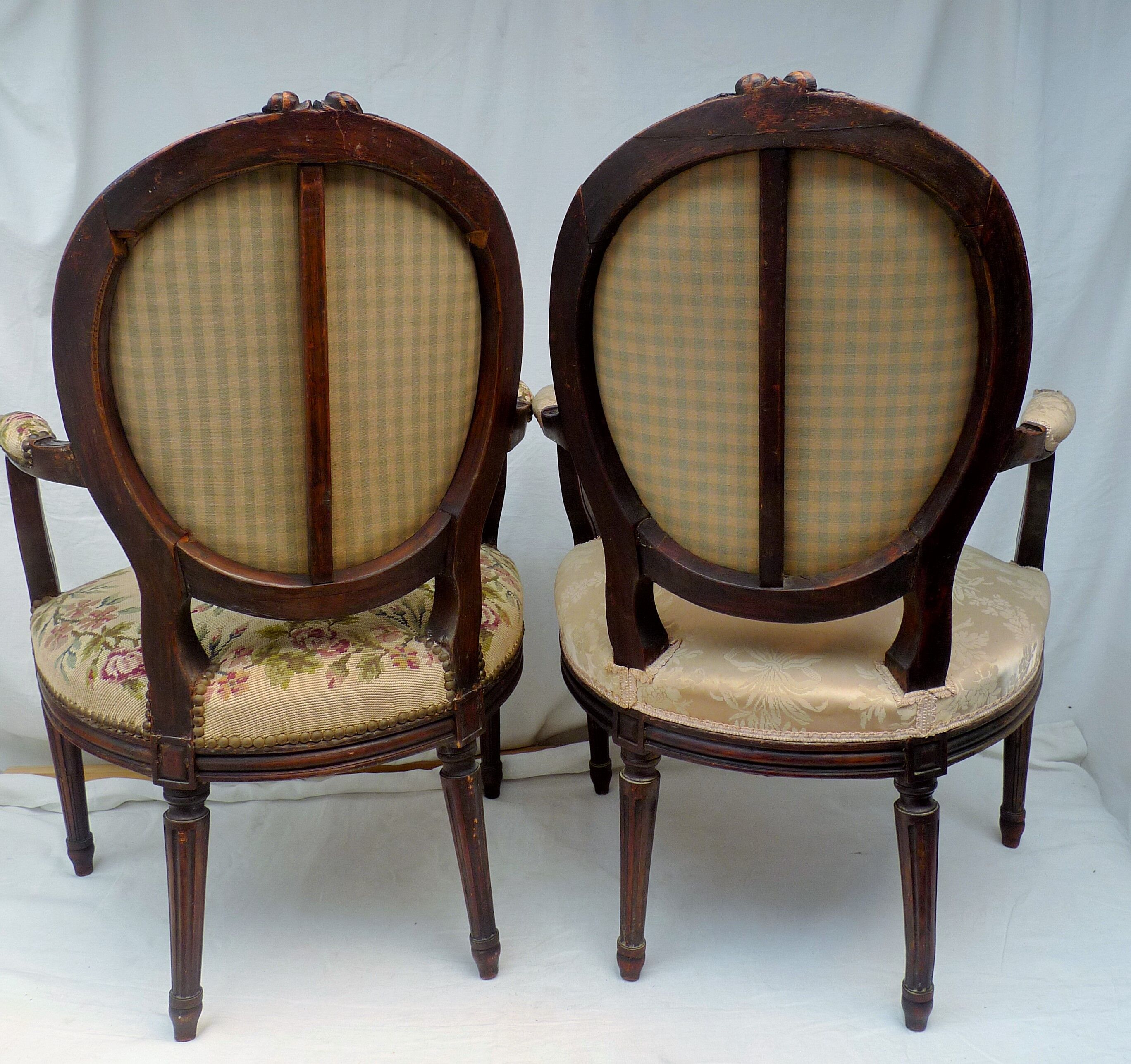 Pair of Louis XVI-style convertible armchairs