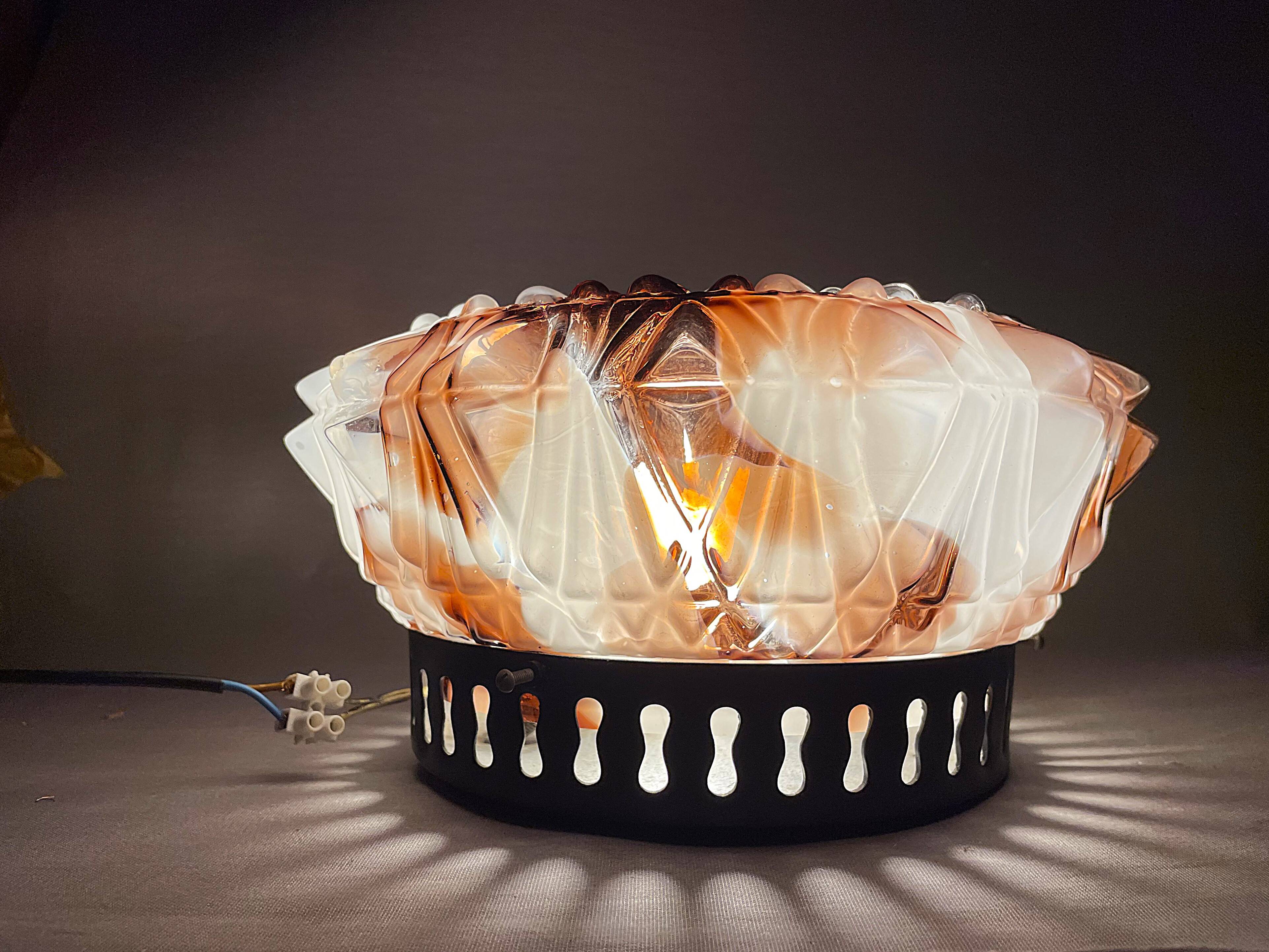 Murano glass burgundy glass flush mount lamp