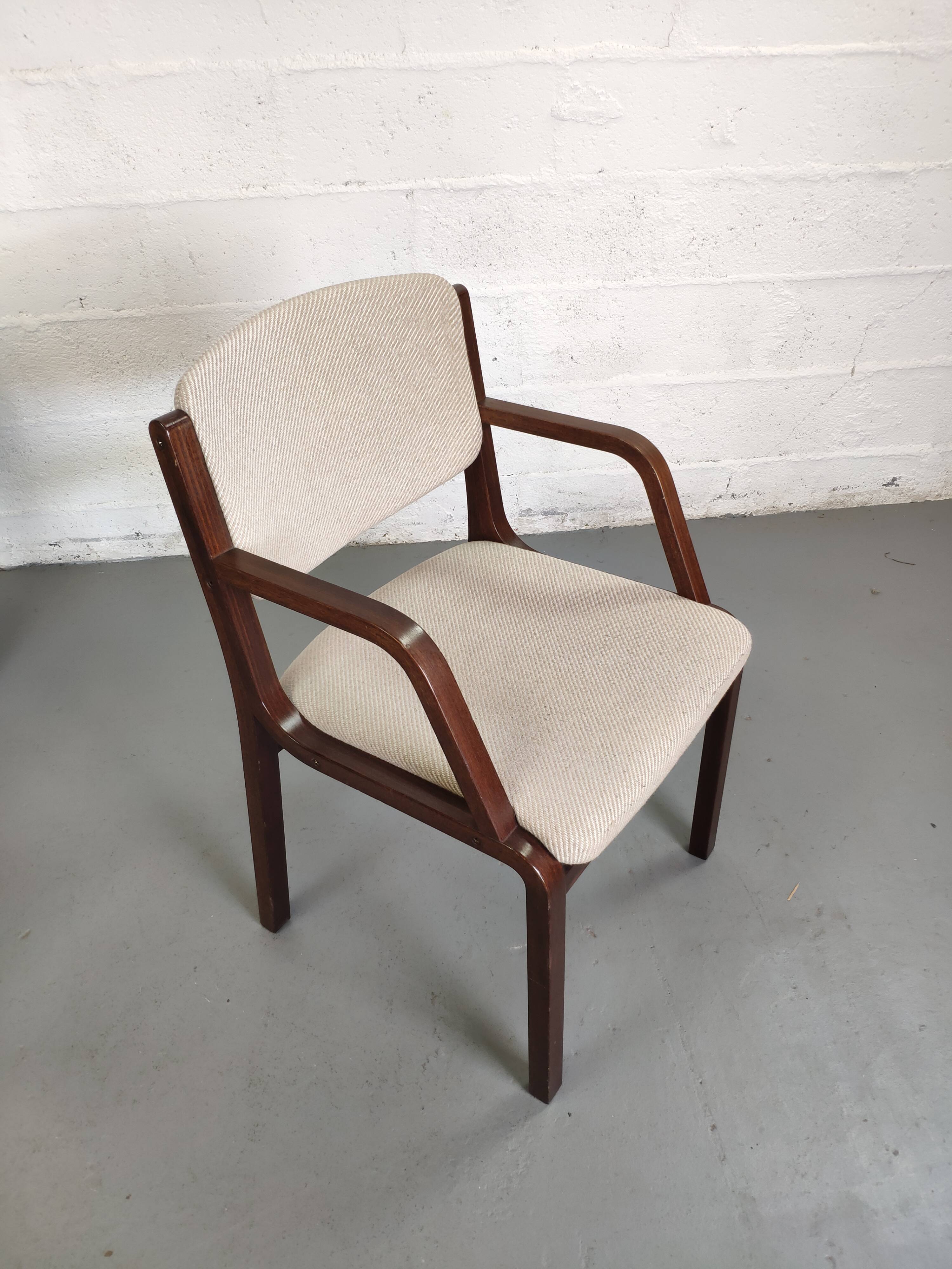 4 wooden and fabric chairs