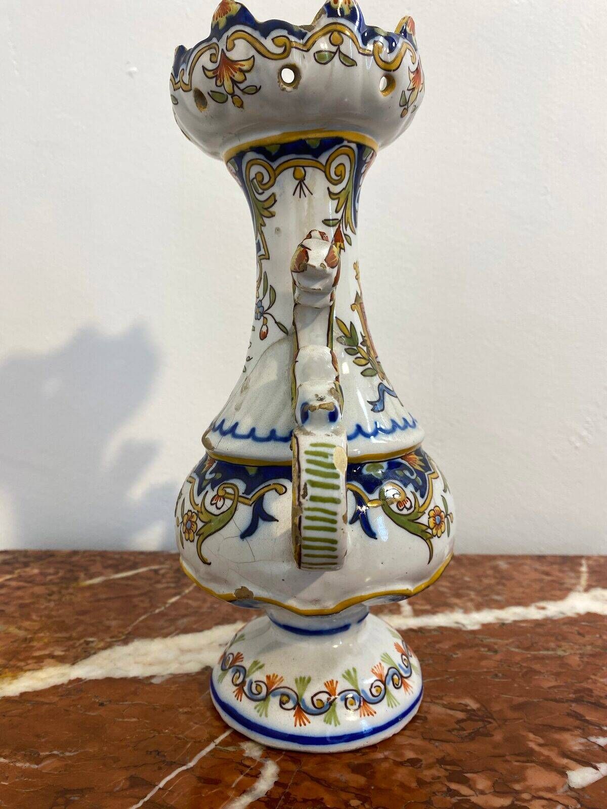Faience vase from Desvres, Les Sables d'Olonne, late 19th century.