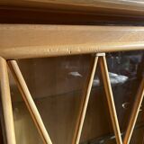 Vitrine en bois et rotin de design italien par Roberti Rattan
