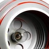 1960s spherical Space Age ceiling lamp with slats made of heavy metal