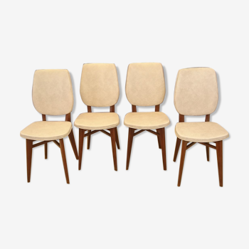 Suite de 4 chaises vintage blanche