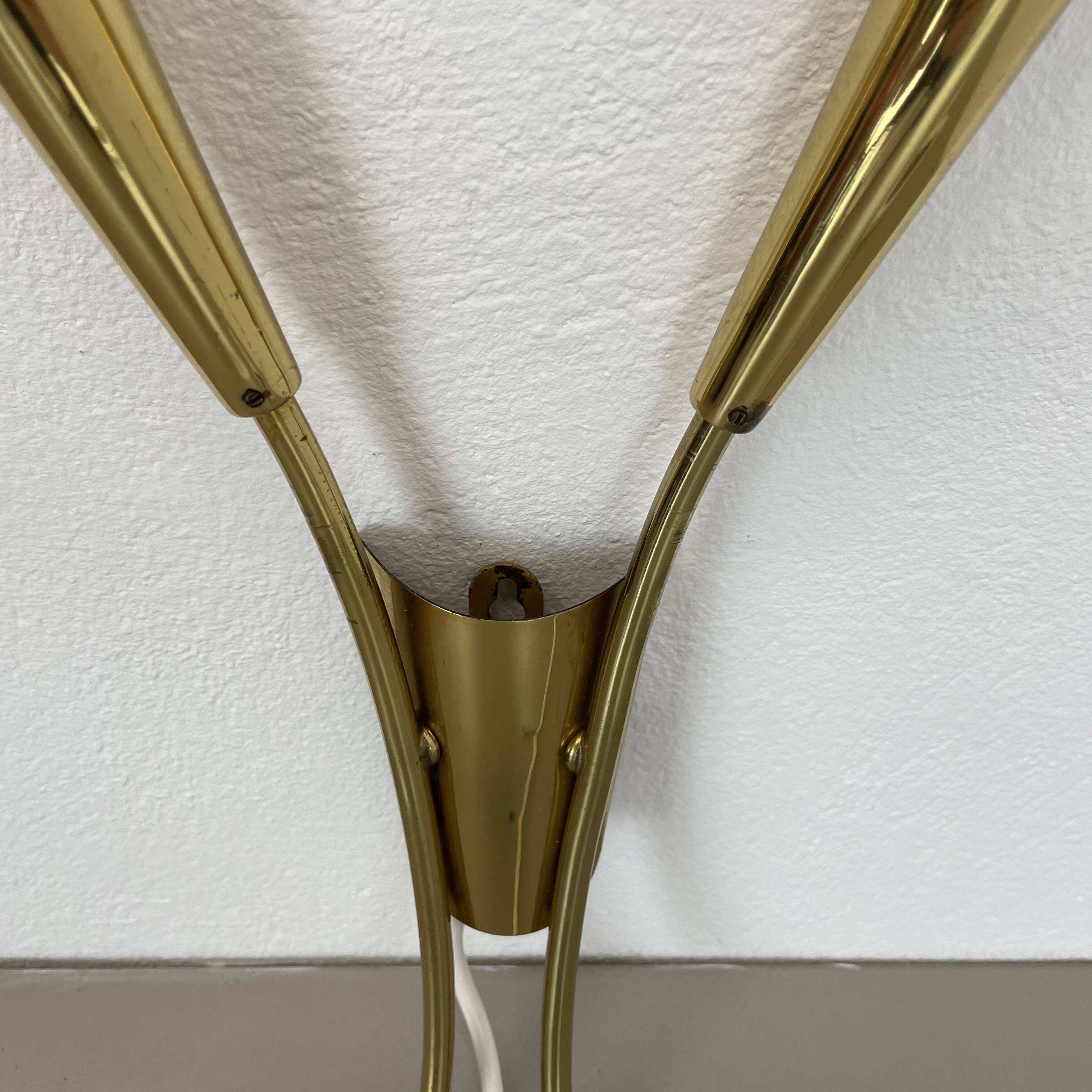 41cm Brass Stilnovo Style Theatre Wall Sconce Light, Italy 1950s